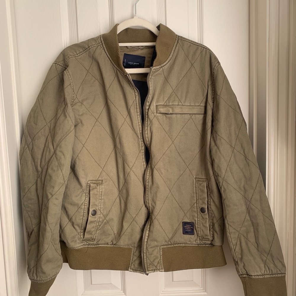 Lucky Brand Olive Quilted Bomber Jacket